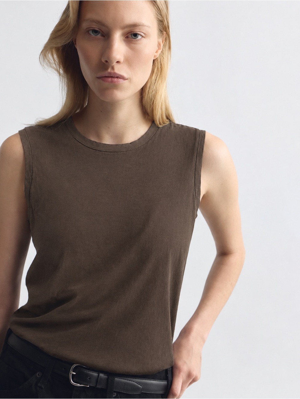 Nili Lotan Muscle Tee Sleeveless Cotton Crew Neck Top